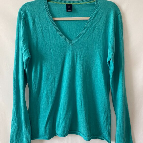 Gap Womens Orange & Blue V-Neck Long Sleeve Cardigan Sweater Size L Lot Of 2 - Picture 7 of 10